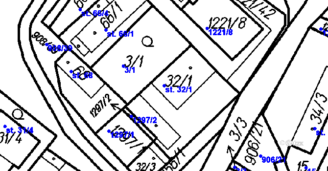 Parcela st. 32/1 v KÚ Újezd u Plánice, Katastrální mapa