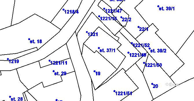 Parcela st. 37/1 v KÚ Újezd u Plánice, Katastrální mapa