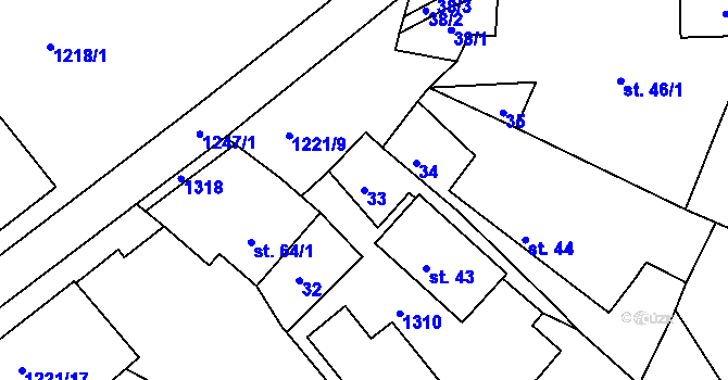 Parcela st. 33 v KÚ Újezd u Plánice, Katastrální mapa