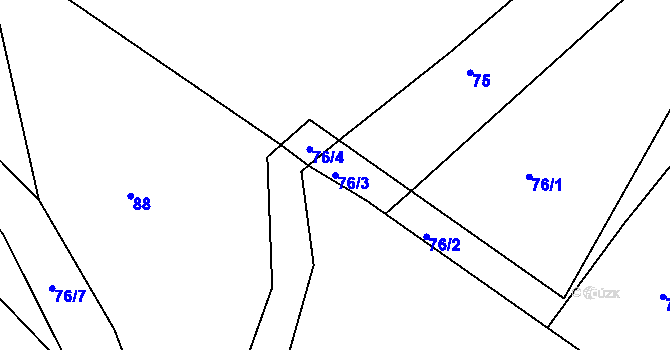 Parcela st. 76/3 v KÚ Újezd u Plánice, Katastrální mapa