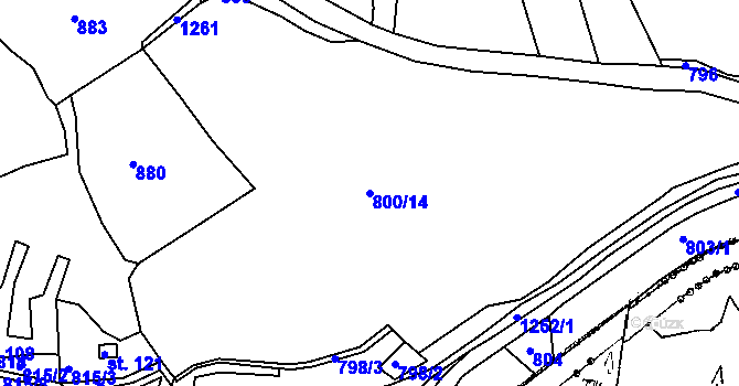 Parcela st. 800/14 v KÚ Újezd u Plánice, Katastrální mapa