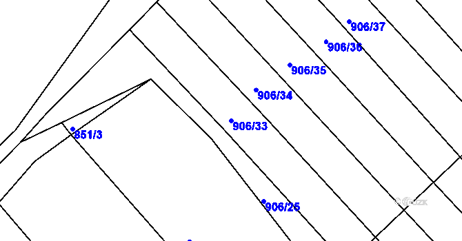 Parcela st. 906/33 v KÚ Újezd u Plánice, Katastrální mapa