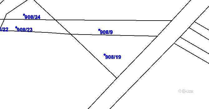 Parcela st. 908/19 v KÚ Újezd u Plánice, Katastrální mapa