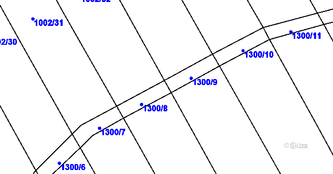 Parcela st. 1300/9 v KÚ Újezd u Plánice, Katastrální mapa