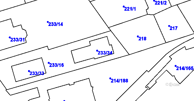 Parcela st. 233/34 v KÚ Újezd u Průhonic, Katastrální mapa