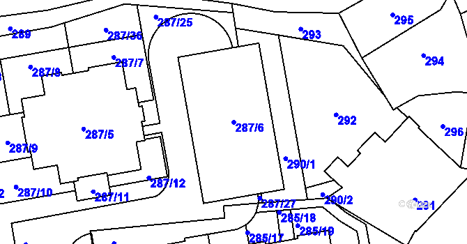 Parcela st. 287/6 v KÚ Újezd u Průhonic, Katastrální mapa