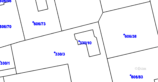 Parcela st. 330/10 v KÚ Újezd u Průhonic, Katastrální mapa
