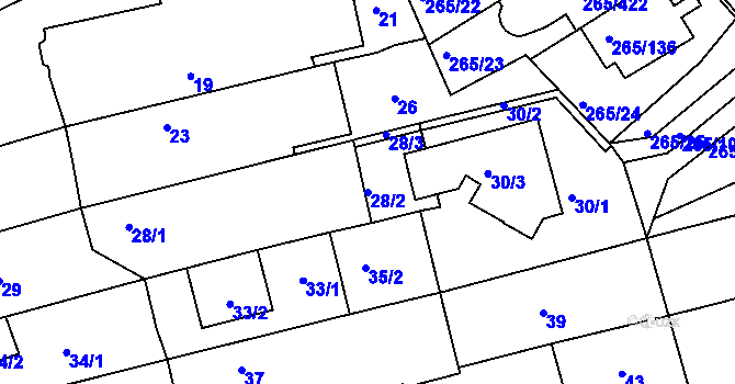 Parcela st. 28/2 v KÚ Újezd u Průhonic, Katastrální mapa
