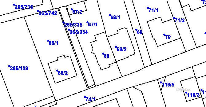 Parcela st. 66 v KÚ Újezd u Průhonic, Katastrální mapa