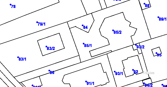 Parcela st. 85/1 v KÚ Újezd u Průhonic, Katastrální mapa