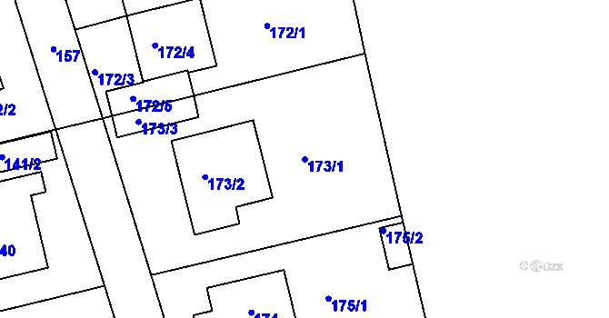 Parcela st. 173/1 v KÚ Újezd u Průhonic, Katastrální mapa