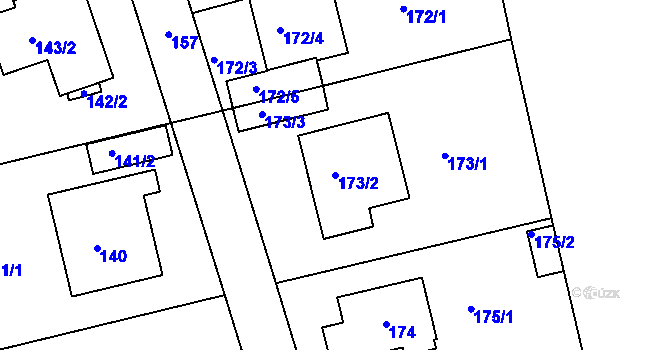 Parcela st. 173/2 v KÚ Újezd u Průhonic, Katastrální mapa