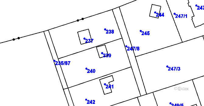 Parcela st. 239 v KÚ Újezd u Průhonic, Katastrální mapa