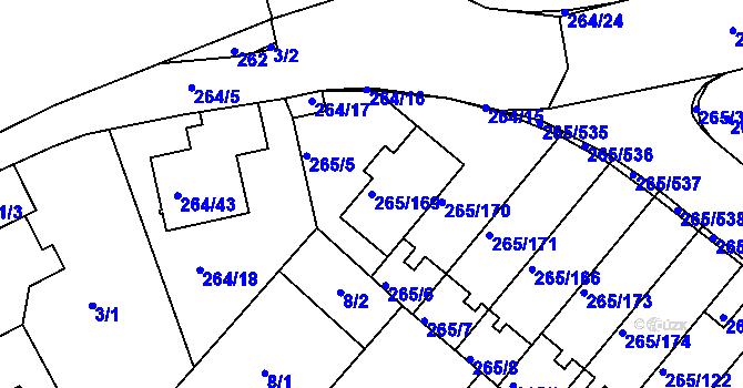 Parcela st. 265/169 v KÚ Újezd u Průhonic, Katastrální mapa