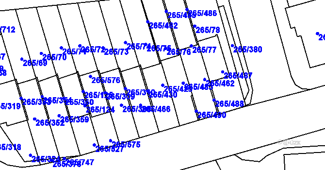Parcela st. 265/429 v KÚ Újezd u Průhonic, Katastrální mapa