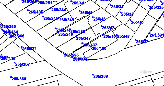 Parcela st. 265/437 v KÚ Újezd u Průhonic, Katastrální mapa