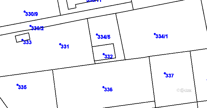 Parcela st. 332 v KÚ Újezd u Průhonic, Katastrální mapa