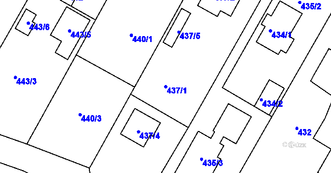 Parcela st. 437/1 v KÚ Újezd u Průhonic, Katastrální mapa