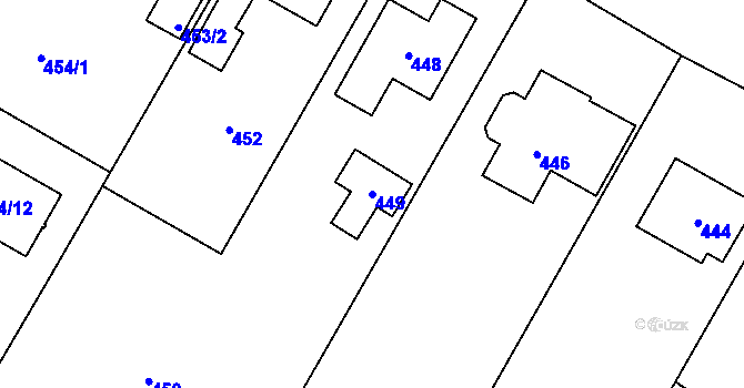 Parcela st. 449 v KÚ Újezd u Průhonic, Katastrální mapa