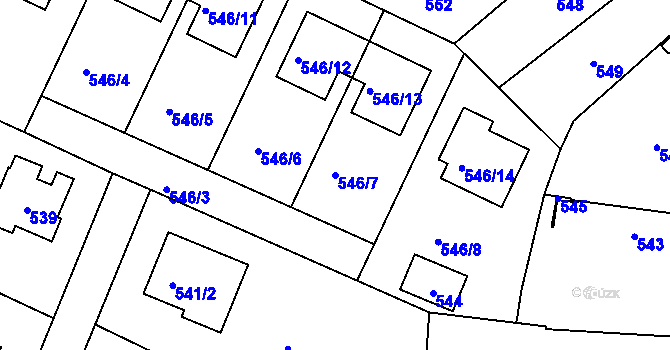 Parcela st. 546/7 v KÚ Újezd u Průhonic, Katastrální mapa