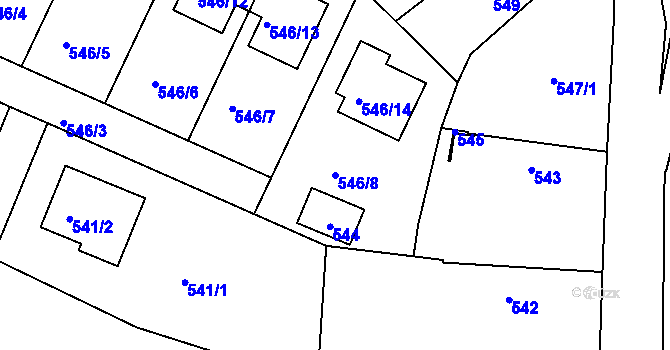 Parcela st. 546/8 v KÚ Újezd u Průhonic, Katastrální mapa