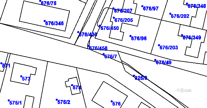 Parcela st. 676/7 v KÚ Újezd u Průhonic, Katastrální mapa