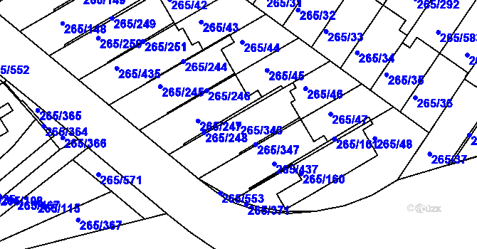 Parcela st. 265/346 v KÚ Újezd u Průhonic, Katastrální mapa