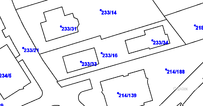 Parcela st. 233/16 v KÚ Újezd u Průhonic, Katastrální mapa