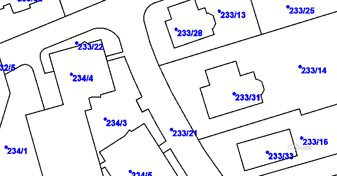 Parcela st. 233/17 v KÚ Újezd u Průhonic, Katastrální mapa