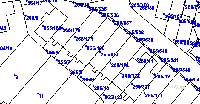Parcela st. 265/173 v KÚ Újezd u Průhonic, Katastrální mapa