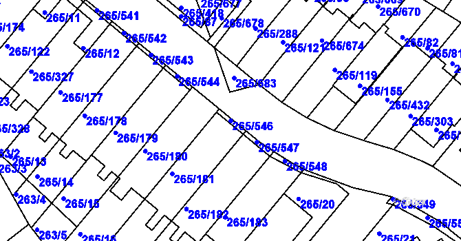Parcela st. 265/546 v KÚ Újezd u Průhonic, Katastrální mapa