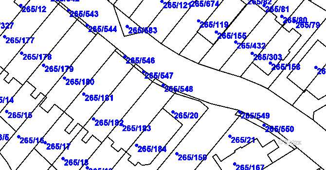 Parcela st. 265/548 v KÚ Újezd u Průhonic, Katastrální mapa