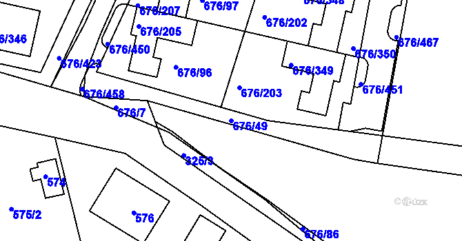 Parcela st. 676/49 v KÚ Újezd u Průhonic, Katastrální mapa