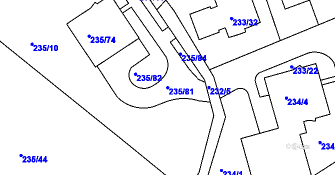 Parcela st. 235/81 v KÚ Újezd u Průhonic, Katastrální mapa
