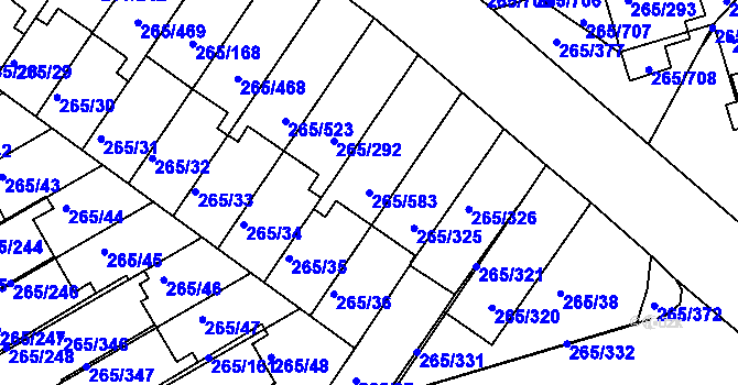 Parcela st. 265/583 v KÚ Újezd u Průhonic, Katastrální mapa