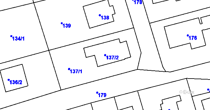 Parcela st. 137/2 v KÚ Újezd u Průhonic, Katastrální mapa