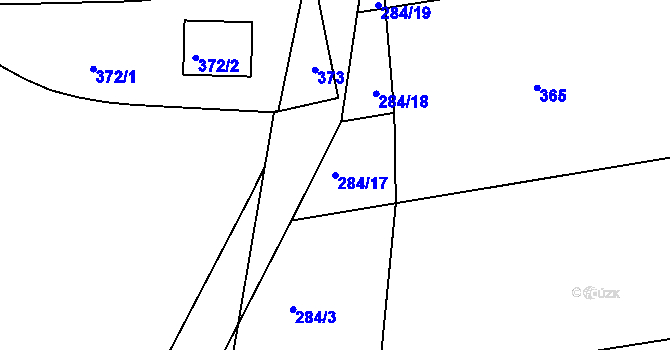 Parcela st. 284/17 v KÚ Újezd u Průhonic, Katastrální mapa