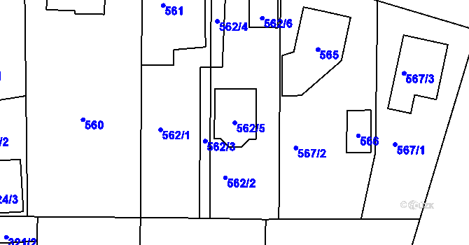 Parcela st. 562/5 v KÚ Újezd u Průhonic, Katastrální mapa