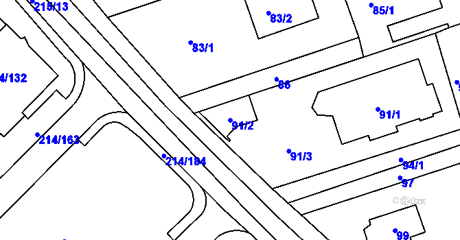 Parcela st. 91/2 v KÚ Újezd u Průhonic, Katastrální mapa