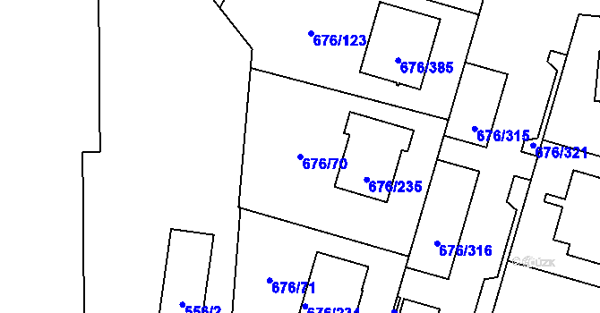 Parcela st. 676/70 v KÚ Újezd u Průhonic, Katastrální mapa