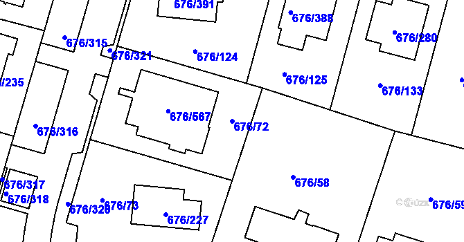 Parcela st. 676/72 v KÚ Újezd u Průhonic, Katastrální mapa