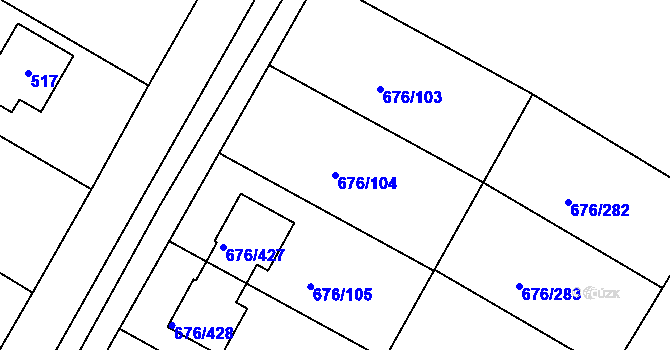 Parcela st. 676/104 v KÚ Újezd u Průhonic, Katastrální mapa