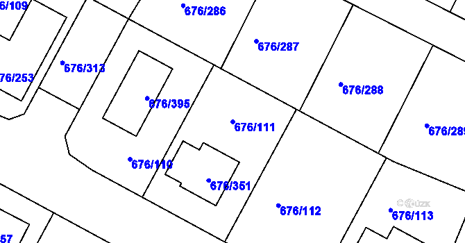 Parcela st. 676/111 v KÚ Újezd u Průhonic, Katastrální mapa