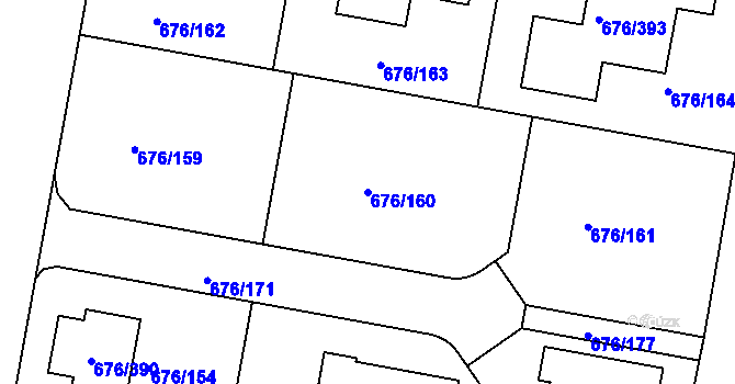 Parcela st. 676/160 v KÚ Újezd u Průhonic, Katastrální mapa