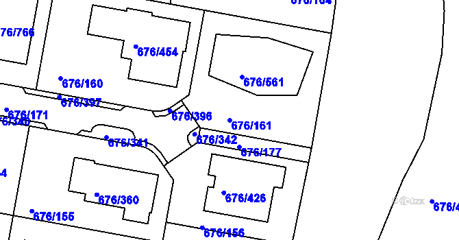 Parcela st. 676/161 v KÚ Újezd u Průhonic, Katastrální mapa