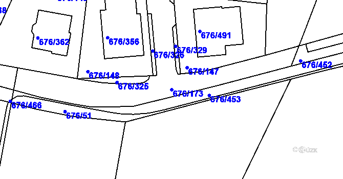 Parcela st. 676/173 v KÚ Újezd u Průhonic, Katastrální mapa