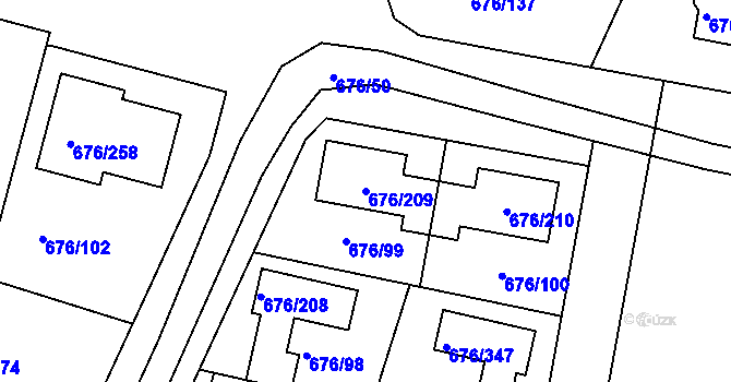 Parcela st. 676/209 v KÚ Újezd u Průhonic, Katastrální mapa