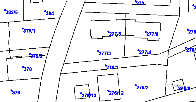Parcela st. 277/3 v KÚ Újezd u Průhonic, Katastrální mapa