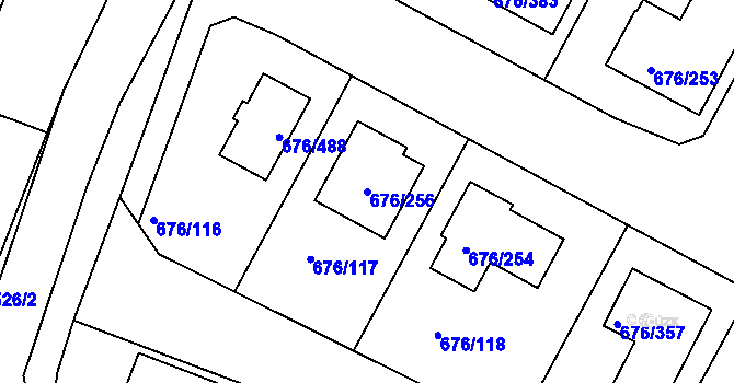 Parcela st. 676/256 v KÚ Újezd u Průhonic, Katastrální mapa