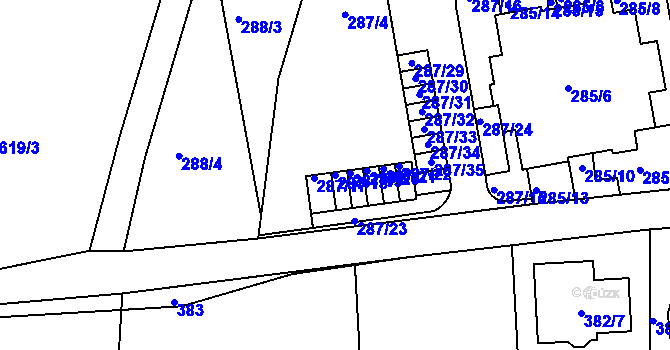 Parcela st. 287/18 v KÚ Újezd u Průhonic, Katastrální mapa